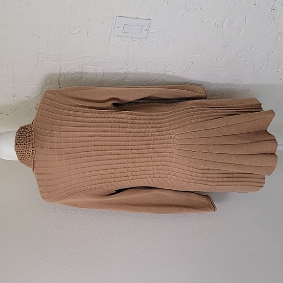 Notations Cardigan Sweater Open Front Longline Longsleeve Layer Knit Brown Tan M - Picture 7 of 15